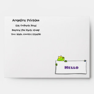 Cute green frog sign cartoon illustration envelope