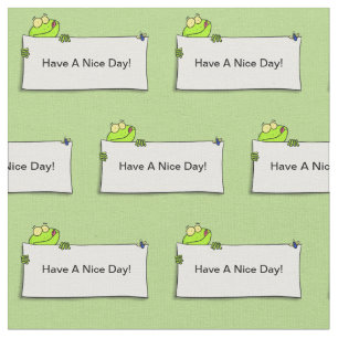 Cute green frog sign cartoon illustration fabric