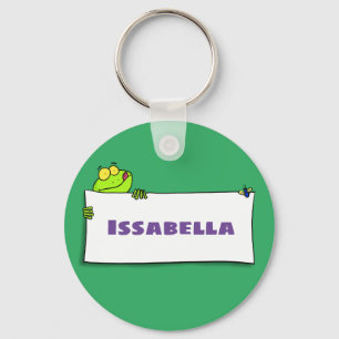 Cute green frog sign cartoon illustration key ring