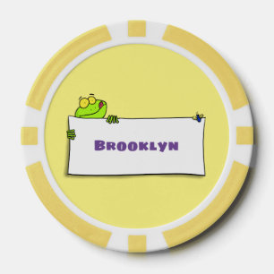 Cute green frog sign cartoon illustration poker chips