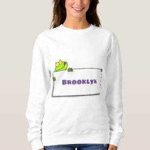Cute green frog sign cartoon illustration sweatshirt