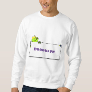 Cute green frog sign cartoon illustration sweatshirt