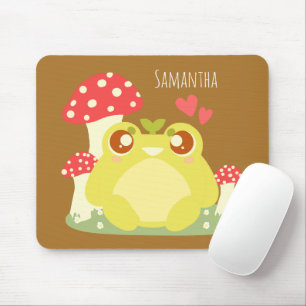 Cute Green Frog Sitting In Nature Mouse Pad