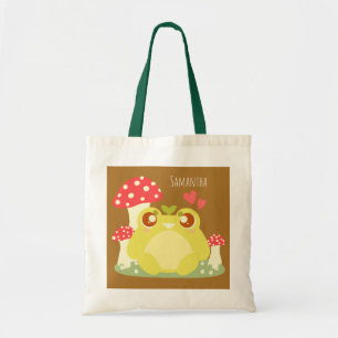 Cute Green Frog Sitting In Nature Tote Bag