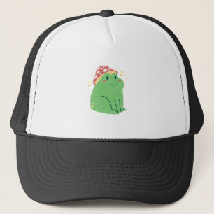 Cute Green Frog with Mushroom Hat