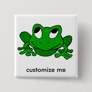 Cute Green Froggie 15 Cm Square Badge