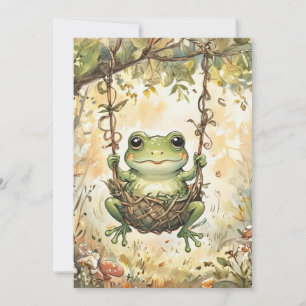 Cute Green Froggy Baby Shower Invitation