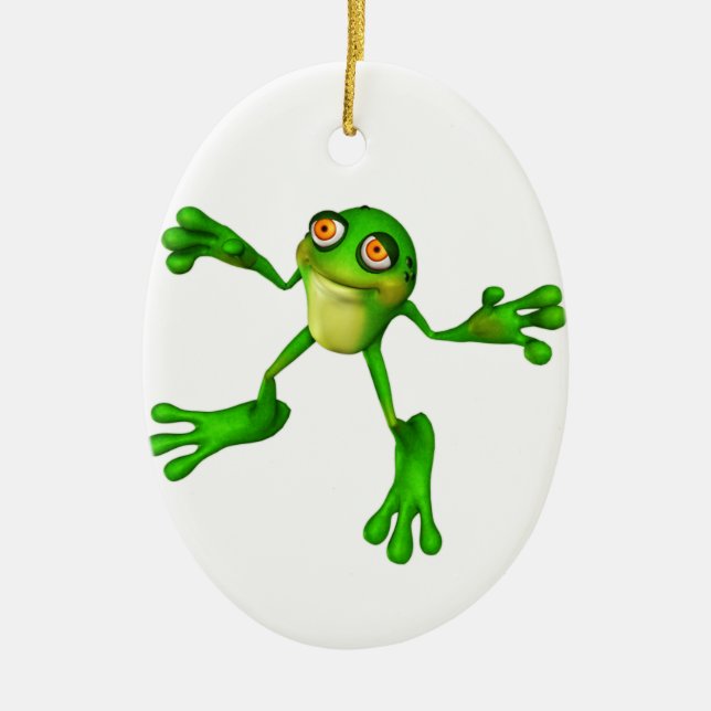 Cute Green Froggy Ceramic Tree Decoration (Front)