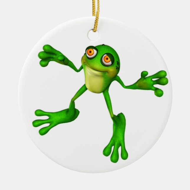 Cute Green Froggy Ceramic Tree Decoration (Front)