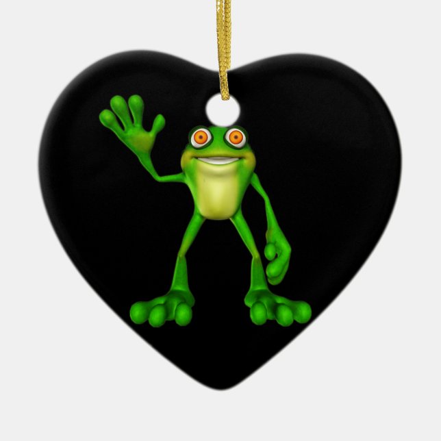 Cute Green Froggy Ceramic Tree Decoration (Front)