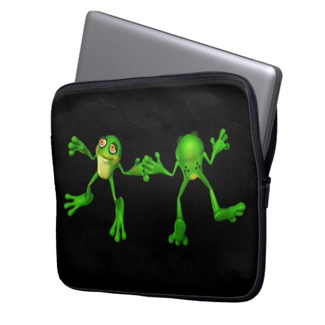 Cute Green Froggy Laptop Sleeve (Front Left)