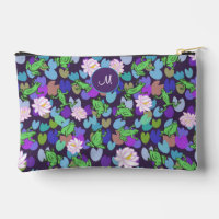 Cute Green Frogs Purple Monogram Cosmetic Bag