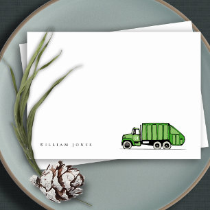 Cute Green Garbage Truck Kids Any Age Birthday  Card