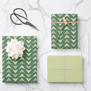 Cute Green Geometric Triangles Pattern Wrapping Paper Sheet