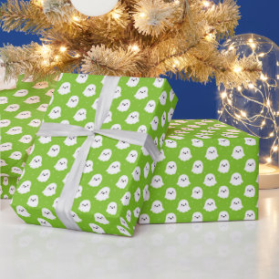 Cute Green Ghost Pattern – Halloween Design Wrapping Paper
