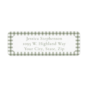Cute Green Gingham Cottagecore Return Address