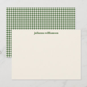 Cute Green Gingham Plaid Christmas Personalised Thank You Card