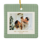 Cute Green Gingham Plaid Custom Photo Christmas