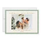 Cute Green Gingham Plaid Custom Photo Christmas