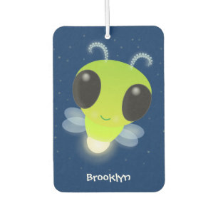 Cute green glow bug firefly cartoon illustration car air freshener