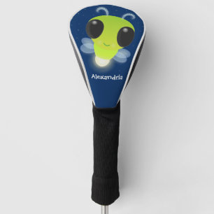 Cute green glow bug firefly cartoon illustration golf head cover