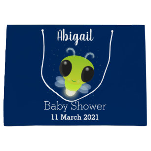 Cute green glow bug firefly cartoon illustration large gift bag