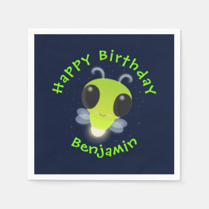 Cute green glow bug firefly cartoon illustration napkin