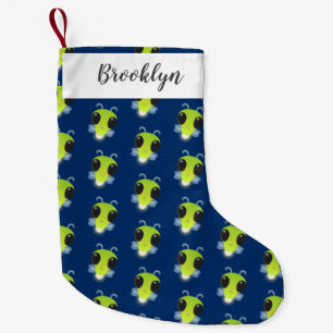 Cute green glow bug firefly cartoon illustration small christmas stocking