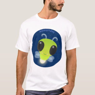 Cute green glow bug firefly cartoon illustration T-Shirt
