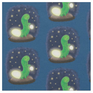 Cute green glow worm cartoon illustration fabric