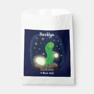 Cute green glow worm cartoon illustration favour bags