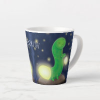 Cute green glow worm cartoon illustration
