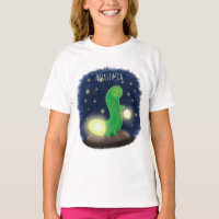Cute green glow worm cartoon illustration