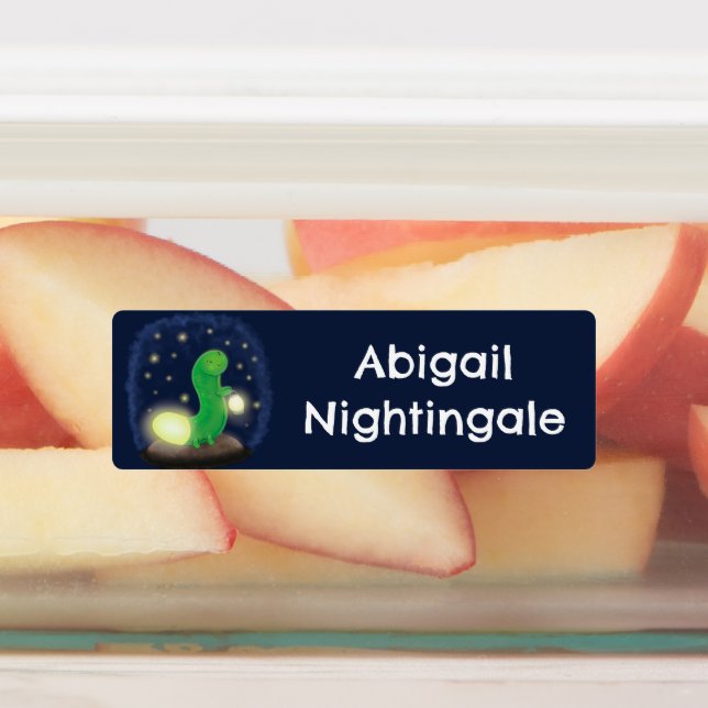 Cute green glow worm cartoon personalised (Affixed)