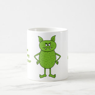 Cute green goblin cartoon coffee mug
