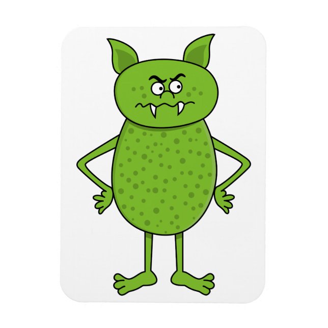 Cute green goblin cartoon magnet (Vertical)