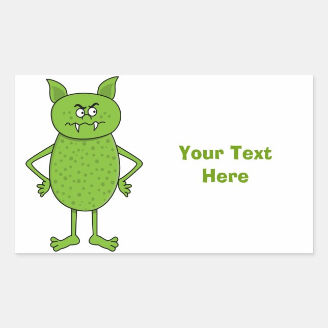 Cute green goblin cartoon rectangular sticker (Front)