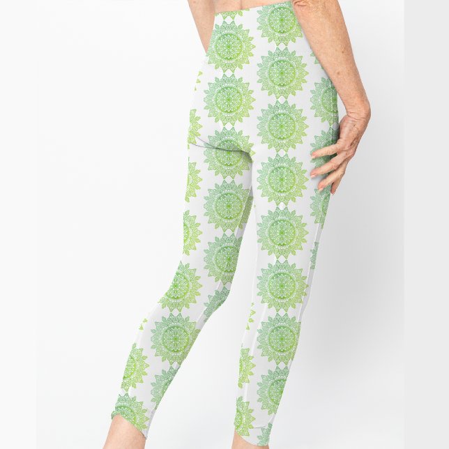 Cute Green Gold Mandala Pattern Elegant Pretty Leggings (Creator Uploaded)