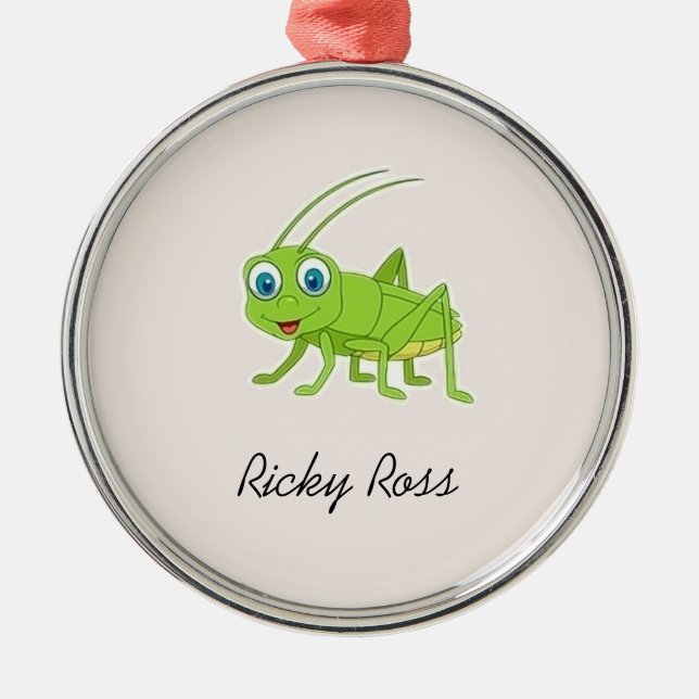Cute green grasshopper purple metal tree decoration (Front)