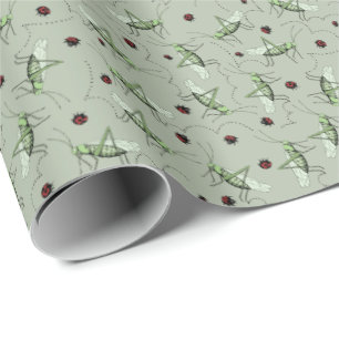 Cute Green Grasshoppers Insect Kids Wrapping Paper