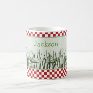 Cute Green Grasshoppers Picnic Kids Coffee Mug