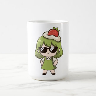 Cute Green Hair Anime Chibi Girl Thermal Travel Coffee Mug
