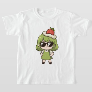 Cute Green Hair Anime Chibi Girl Thermal Travel T-Shirt