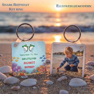 Cute Green Hammerhead Shark Ocean Birthday Photo  Key Ring