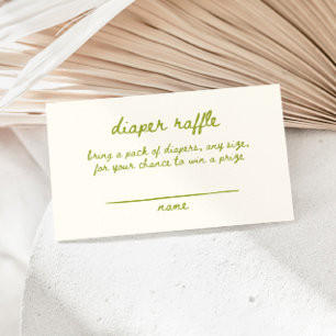 Cute Green Handwritten Baby Shower Diaper Raffle Enclosure Card
