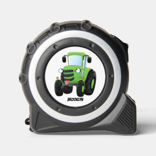 Cute green happy farm tractor cartoon illustration 1