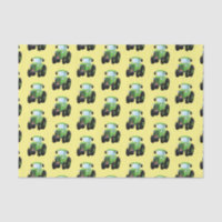Cute green happy farm tractor cartoon illustration
