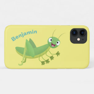 Cute green happy grasshopper cartoon Case-Mate iPhone case