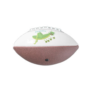 Cute green happy grasshopper cartoon football