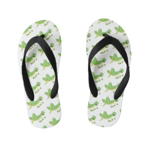 Cute green happy grasshopper cartoon kid's jandals